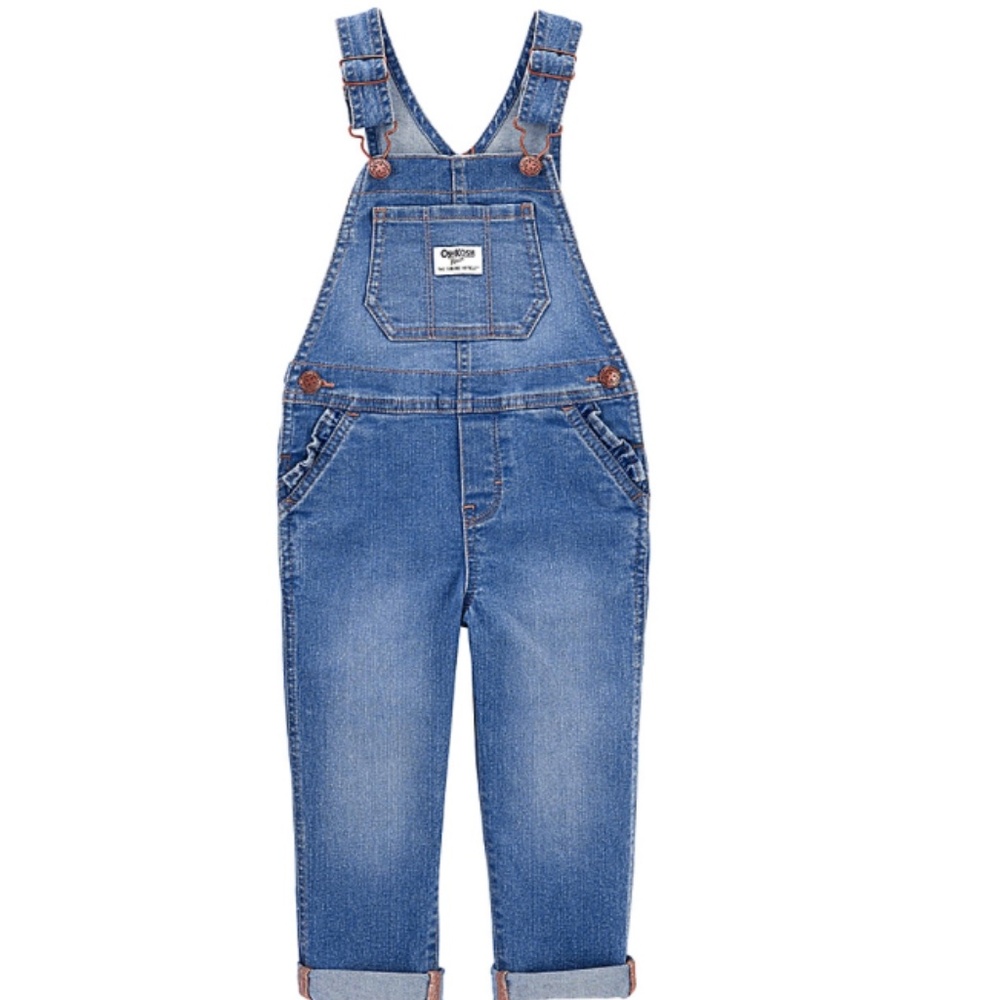 OSHKOSH B'GOSH:  Flutter Detail at Front Pockets Girl's / Toddler Denim Overalls